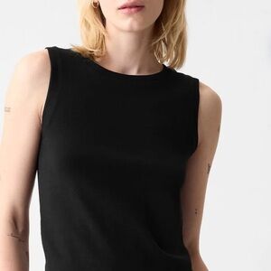 🎭🥑GAP Modern Shell Tank Top Black Cotton Modal Blend Large